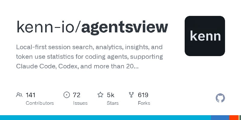 GitHub - kenn-io/agentsview: Local-first session search, analytics, insights, and token use statistics for coding agents, supporting…