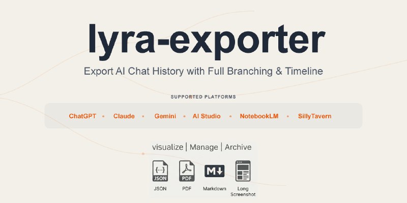 GitHub - Yalums/lyra-exporter: Visualize full conversation branches in timeline. A unified hub for global search and exporting.…