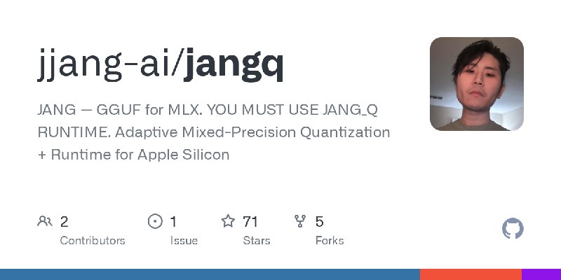 GitHub - jjang-ai/jangq: JANG — GGUF for MLX. YOU MUST USE JANG_Q RUNTIME. Adaptive Mixed-Precision Quantization + Runtime for…