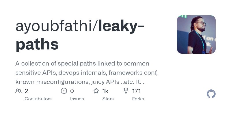 GitHub - ayoubfathi/leaky-paths: A collection of special paths linked to common sensitive APIs, devops internals, frameworks conf…