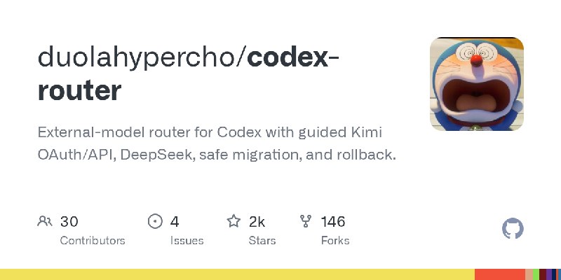 GitHub - duolahypercho/codex-router: External-model router for Codex with guided Kimi OAuth/API, DeepSeek, safe migration, and…
