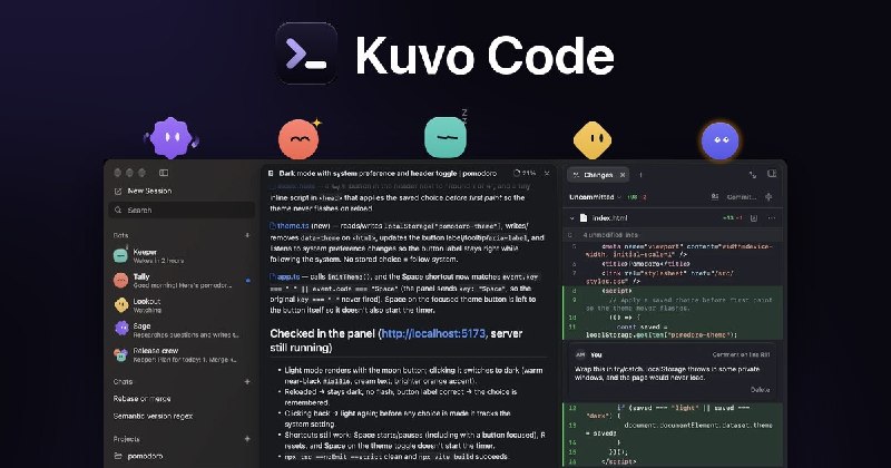 Kuvo Code · Coding agents and bots for your Mac, on any model.