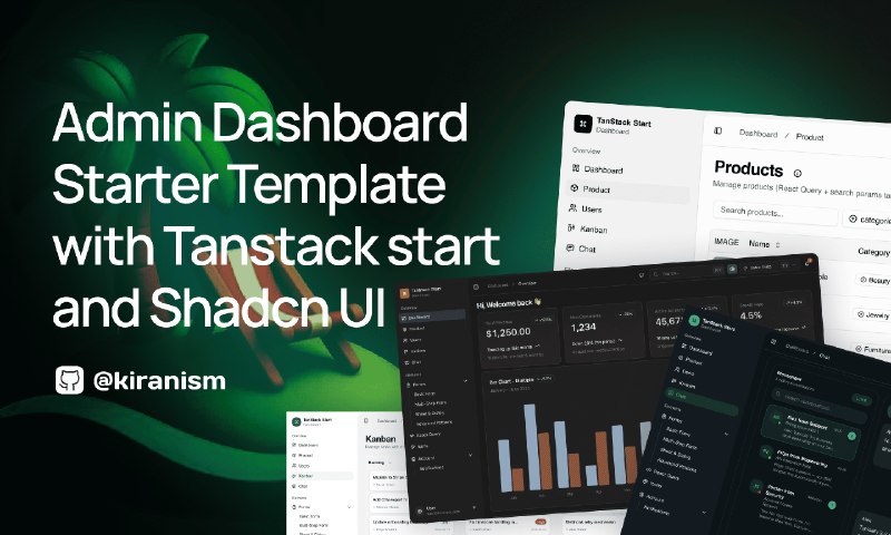 GitHub - Kiranism/tanstack-start-dashboard: Admin Dashboard Starter with Tanstack Start + Shadcn Ui