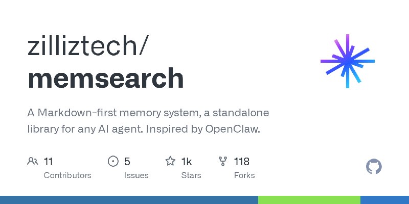 GitHub - zilliztech/memsearch: A Markdown-first memory system, a standalone library for any AI agent. Inspired by OpenClaw.