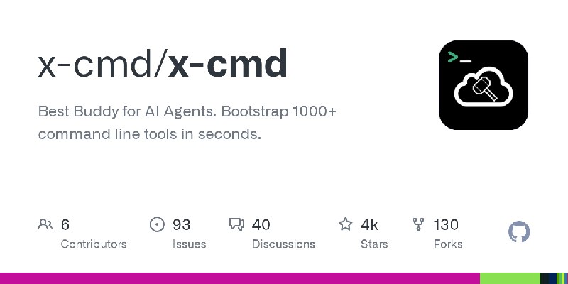 GitHub - x-cmd/x-cmd: Best Buddy for AI Agents. Bootstrap 1000+ command line tools in seconds.