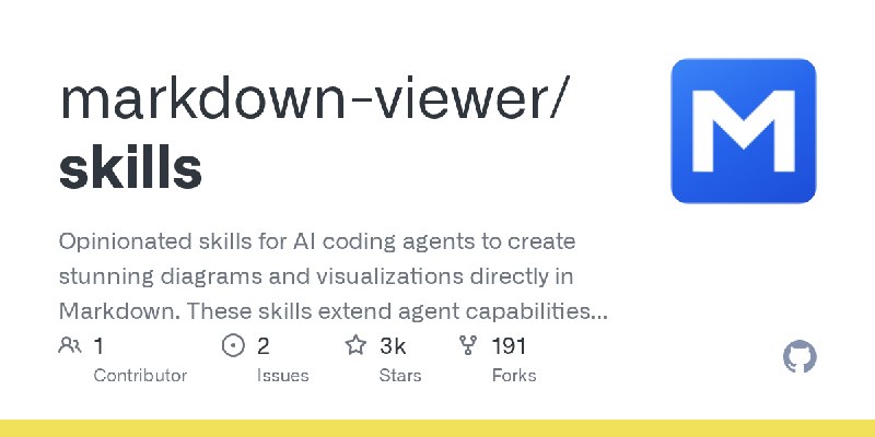 GitHub - markdown-viewer/skills: Opinionated skills for AI coding agents to create stunning diagrams and visualizations directly…