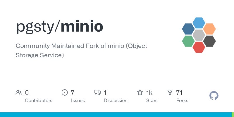 GitHub - pgsty/minio: Community Maintained Fork of minio (Object Storage Service)