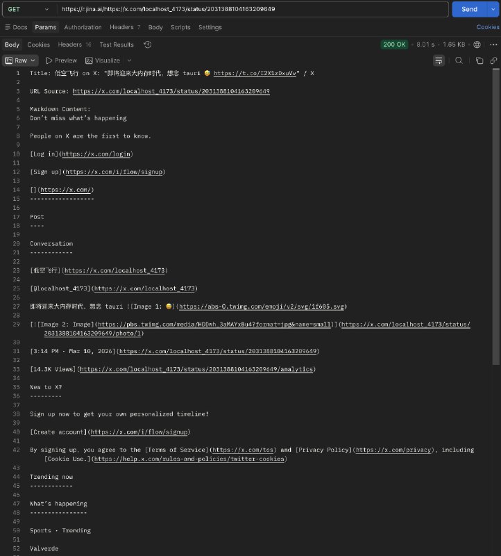 直观感受 pure.md, defuddle.md, r.jina.ai 抓取结果的区别markdown.new 抓不了推文 😄