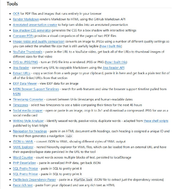 Simon Willison 分享了他如何使用大型语言模型（LLM）辅助编写代码的经验和技巧77个HTML+JavaScript应用和6个Python应用，涵盖多种实用场景；完全通过LLM提示生成代码，无需手动编写；支持GitHub Actions自动化部署，节省大量开发时间tools.simonwillison.net | #经验