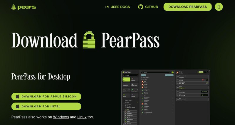 #互联网观察 #开源▎PearPass：Tether 出品的开源密码管理器，完全离线PearPass 是一款强调隐私与自主控制的开源密码管理软件，可在多个平台上免费下载与使用，包括 Windows、macOS、Linux、iOS、Android 以及浏览器扩展
